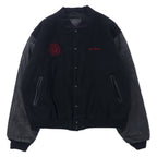 日本然リトテ-古着オンライン-Golden Bear USA製 袖レザー スタジャン XL ブラック ウール The 5th AVENUE バック刺繍-Golden Bear USA Made Sleeves Leather Varsity Jacket XL Black Wool The 5th AVENUE Back Embroidery
