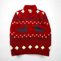 Woolrich 1970s White Tag Shawl Collar Cowichan Knit Sweater, Size L, Red, Nordic Pattern, Wool