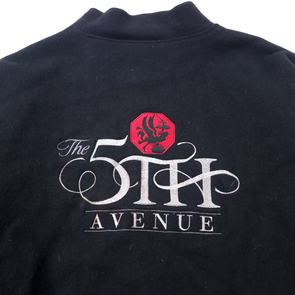 Golden Bear USA made sleeve leather stadium jacket XL black wool The 5th AVENUE back embroidery