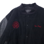 Golden Bear USA made sleeve leather stadium jacket XL black wool The 5th AVENUE back embroidery
