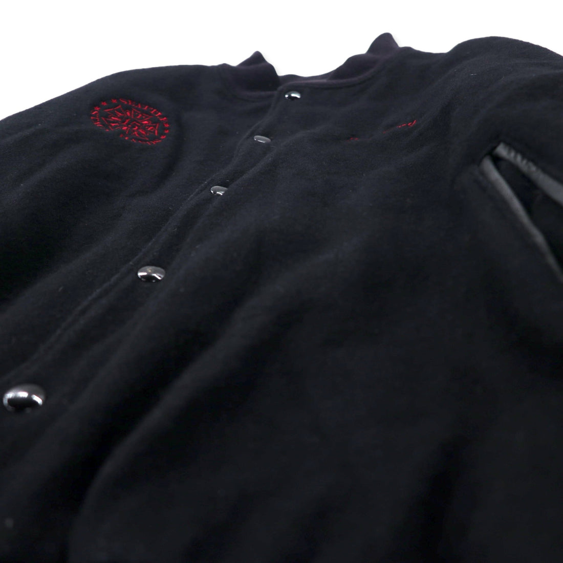 Golden Bear USA made sleeve leather stadium jacket XL black wool The 5th AVENUE back embroidery