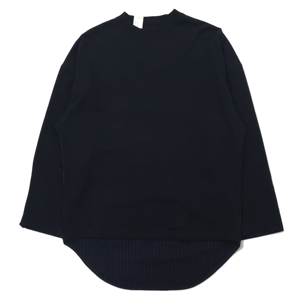 日本然リトテ-古着オンライン-N.HOOLYWOOD オーバーサイズ ロングスリーブ Tシャツ S ブラック ネイビー 前後切り替えデザイン ストライプ 1202-CS14-031 日本製-N.HOOLYWOOD Oversized Long Sleeve T-Shirt S Black Navy Front and Back Switching Design Striped 1202-CS14-031 Japan Made