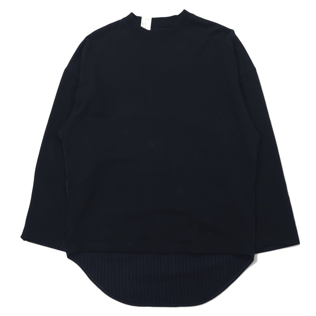 日本然リトテ-古着オンライン-N.HOOLYWOOD オーバーサイズ ロングスリーブ Tシャツ S ブラック ネイビー 前後切り替えデザイン ストライプ 1202-CS14-031 日本製-N.HOOLYWOOD Oversized Long Sleeve T-Shirt S Black Navy Front and Back Switching Design Striped 1202-CS14-031 Japan Made