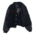Golden Bear USA made sleeve leather stadium jacket XL black wool The 5th AVENUE back embroidery