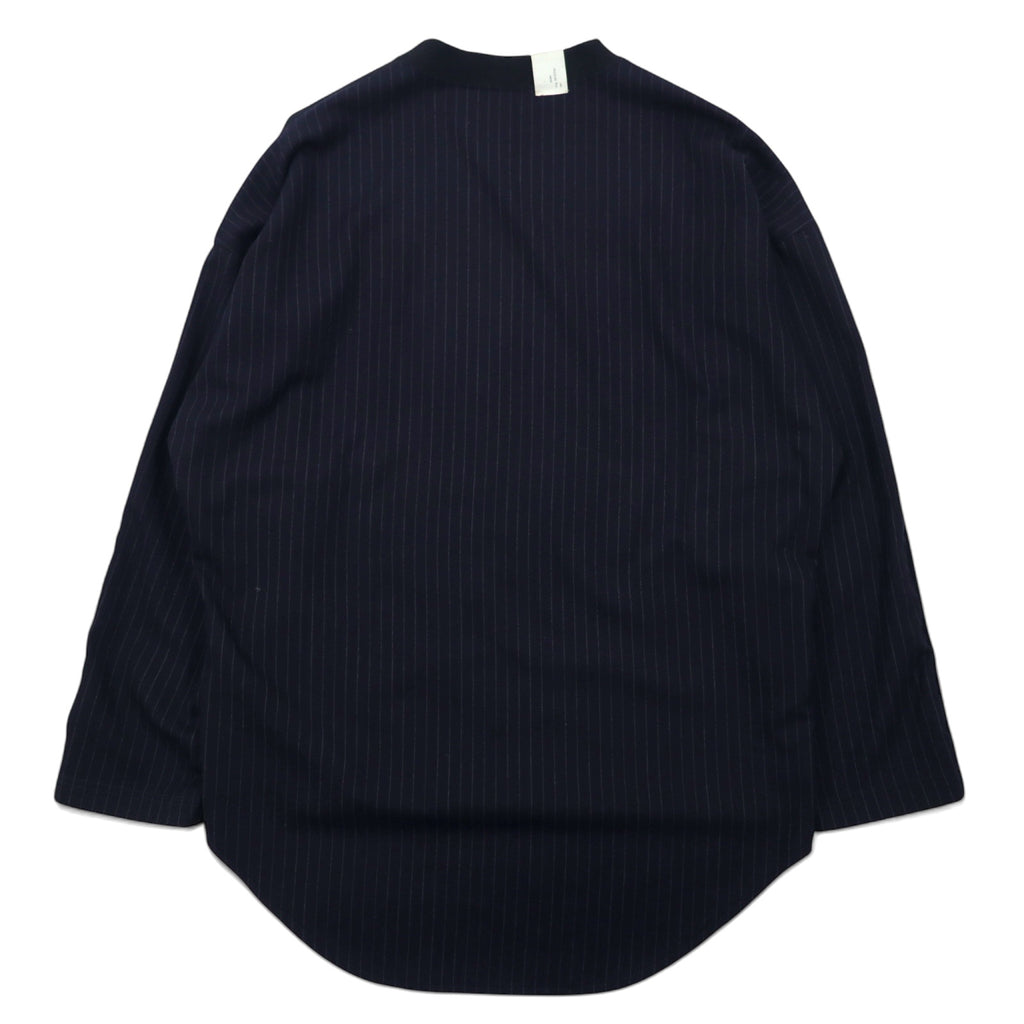 N.HOOLYWOOD Oversized Long Sleeve T-Shirt S Black Navy Front and Back Switching Design Stripe 1202-CS14-031 Made in Japan