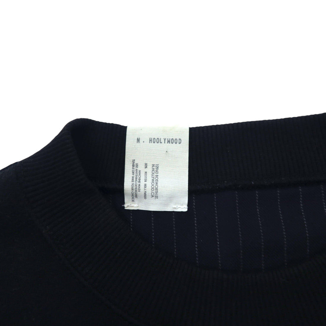 N.HOOLYWOOD Oversized Long Sleeve T-Shirt S Black Navy Front and Back Switching Design Stripe 1202-CS14-031 Made in Japan
