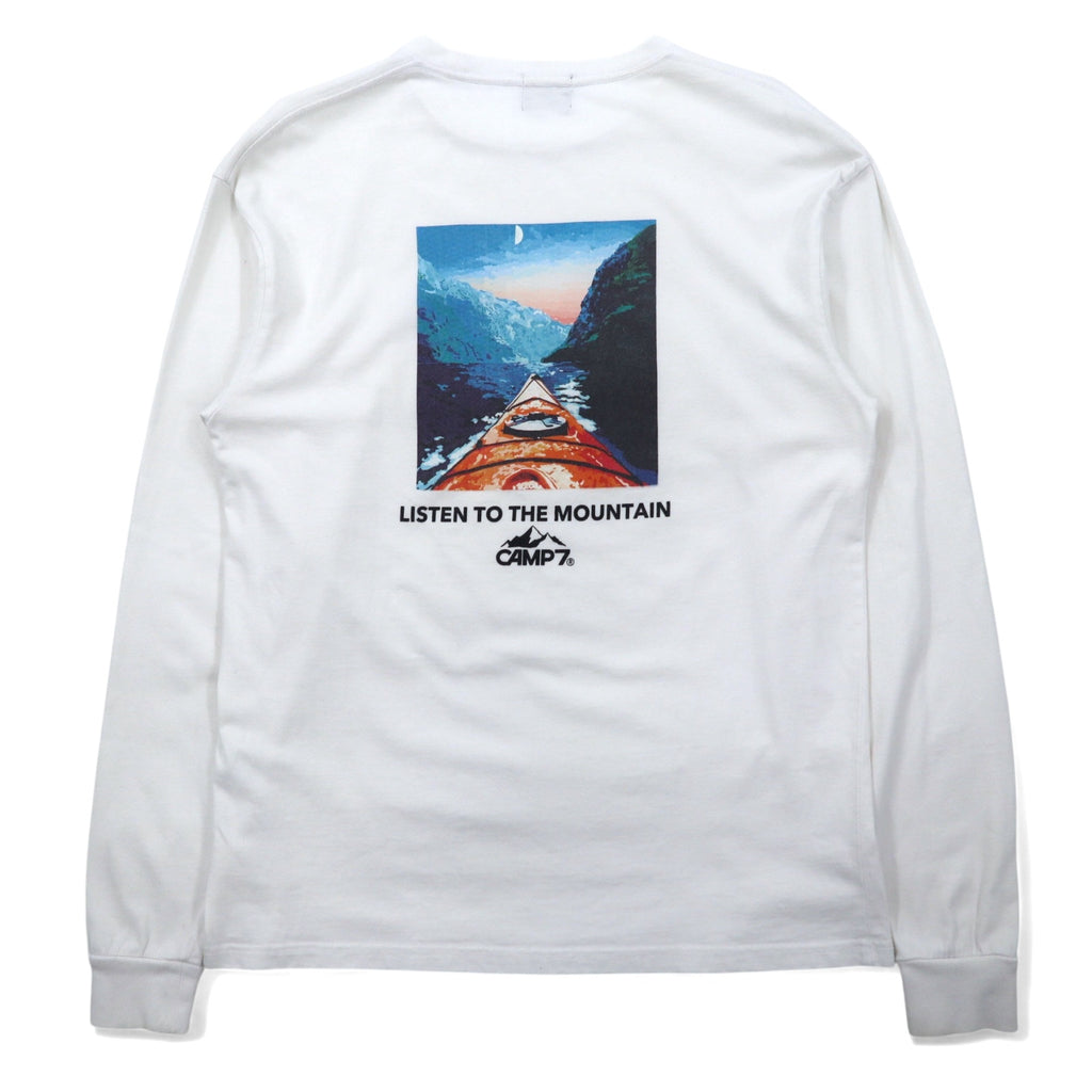 CAMP7 Long Sleeve T-Shirt Long TL White Logo Print Cotton