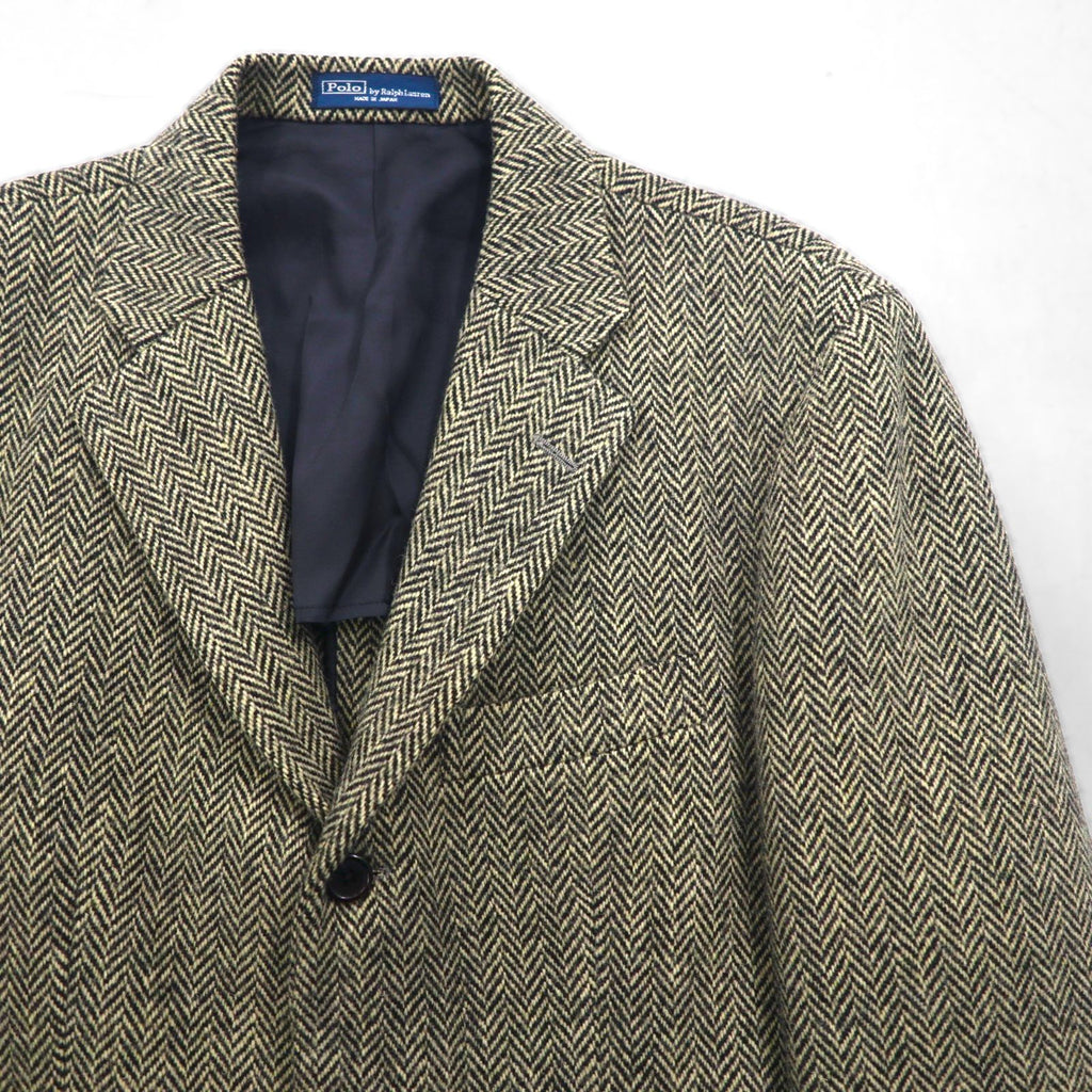 Polo Ralph Lauren 90s Made in Japan Herringbone Tweed 3B Tailored Jacket, Size M, Gray Wool