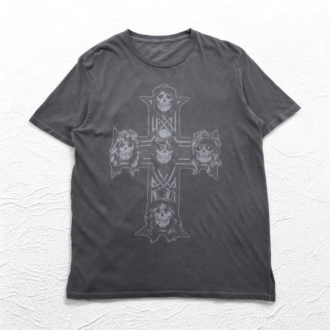 Made in USA GUNS N' ROSES Guns N' Roses Band T-Shirt XL Gray Double-sided Skull Cross LUCKY BRAND