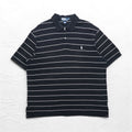 Polo by Ralph Lauren 90年代 ボーダー ポロシャツ 2XL BIG ビッグサイズ ブラック 鹿の子 スモールポニー刺繍
