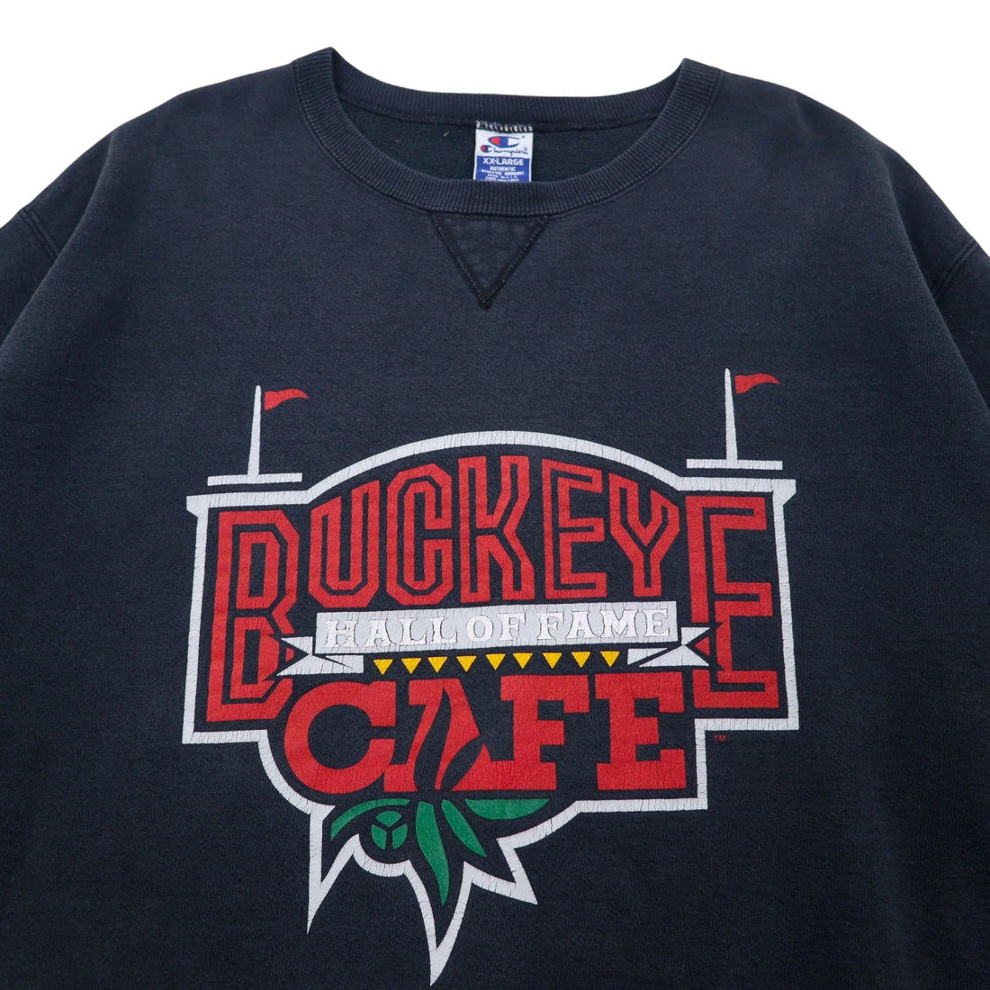 Champion 90s USA Made Printed Sweatshirt XXL Black Cotton BUCKEYE CAFE