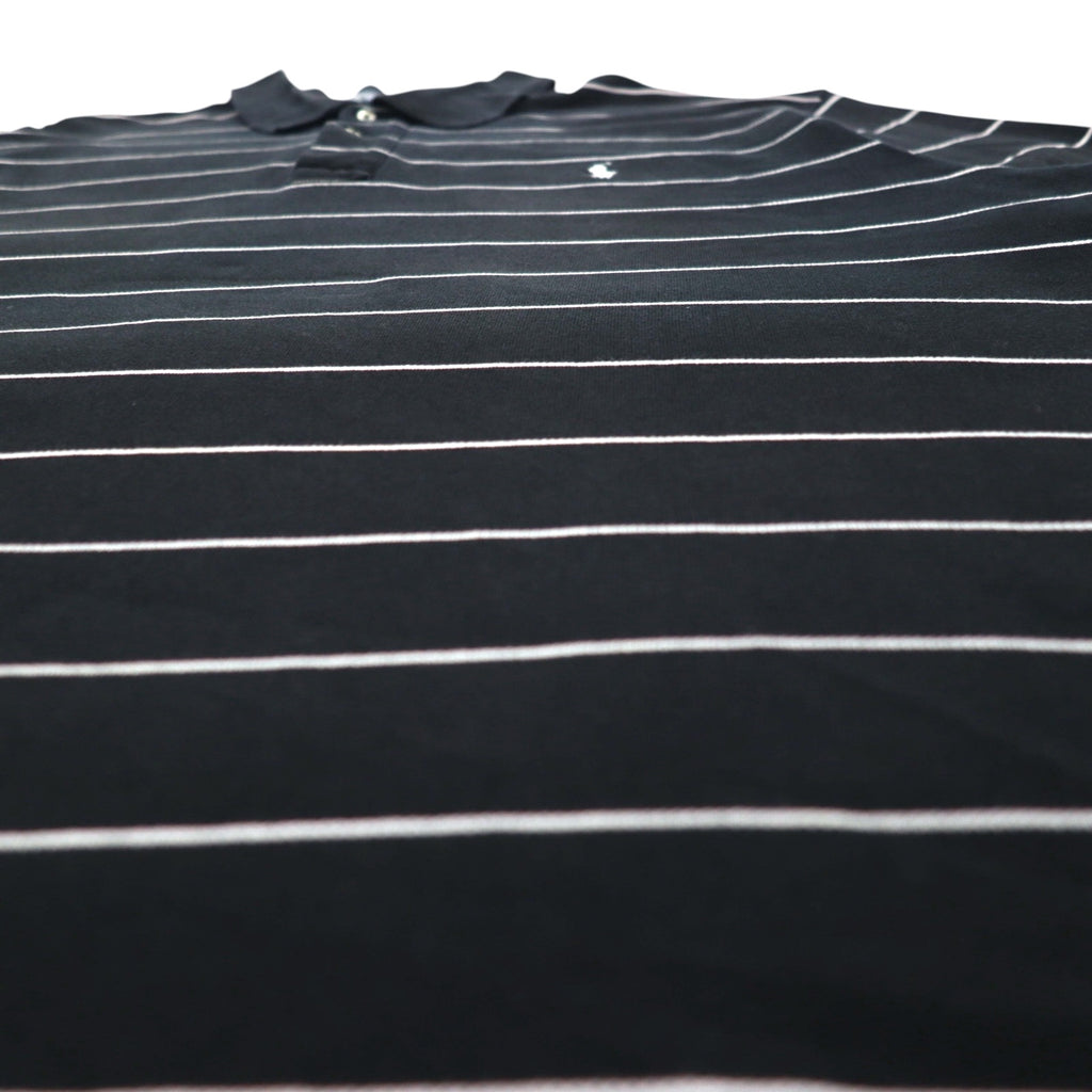 Polo by Ralph Lauren 90年代 ボーダー ポロシャツ 2XL BIG ビッグサイズ ブラック 鹿の子 スモールポニー刺繍