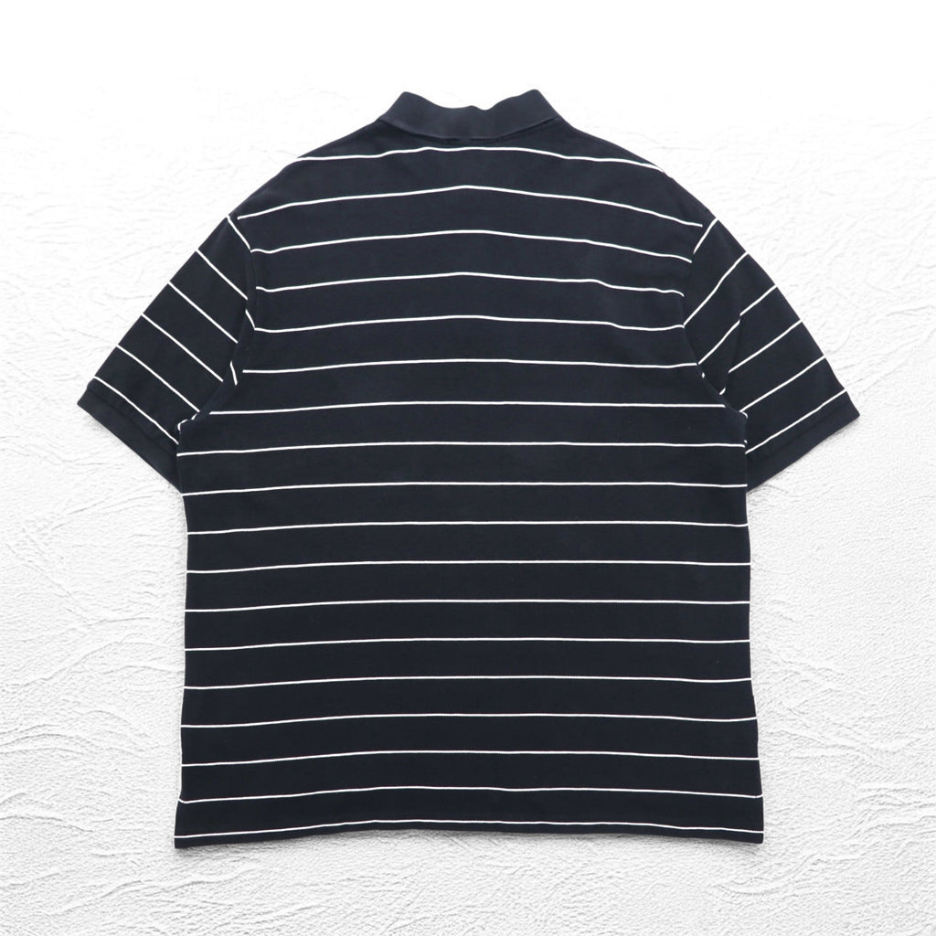 Polo by Ralph Lauren 90年代 ボーダー ポロシャツ 2XL BIG ビッグサイズ ブラック 鹿の子 スモールポニー刺繍