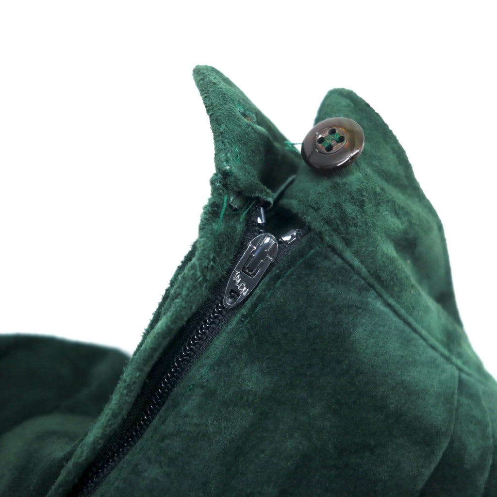 Fisher Hill USA Suede Leather Tuck Flare Skirt 6 Green Rocket Talon Zip