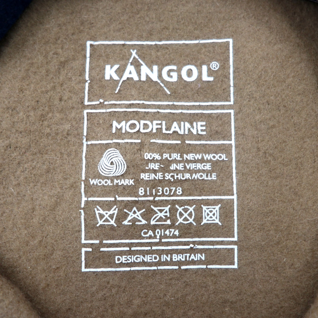 KANGOL beret ONE beige wool logo embroidery MODFLAINE unused item