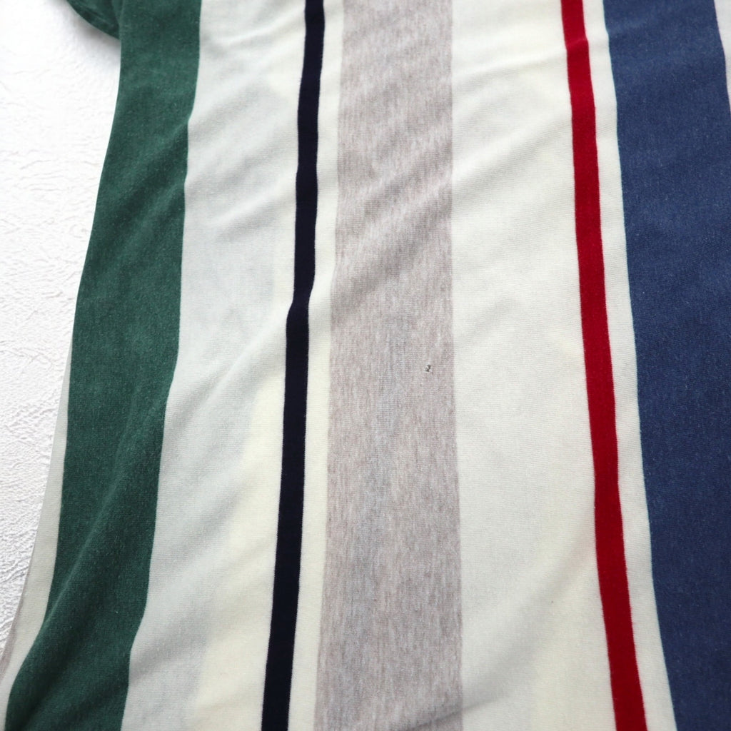 CHAPS RALPH LAUREN 90年代 マルチストライプ ポロシャツ L ホワイト ワンポイントロゴ刺繍