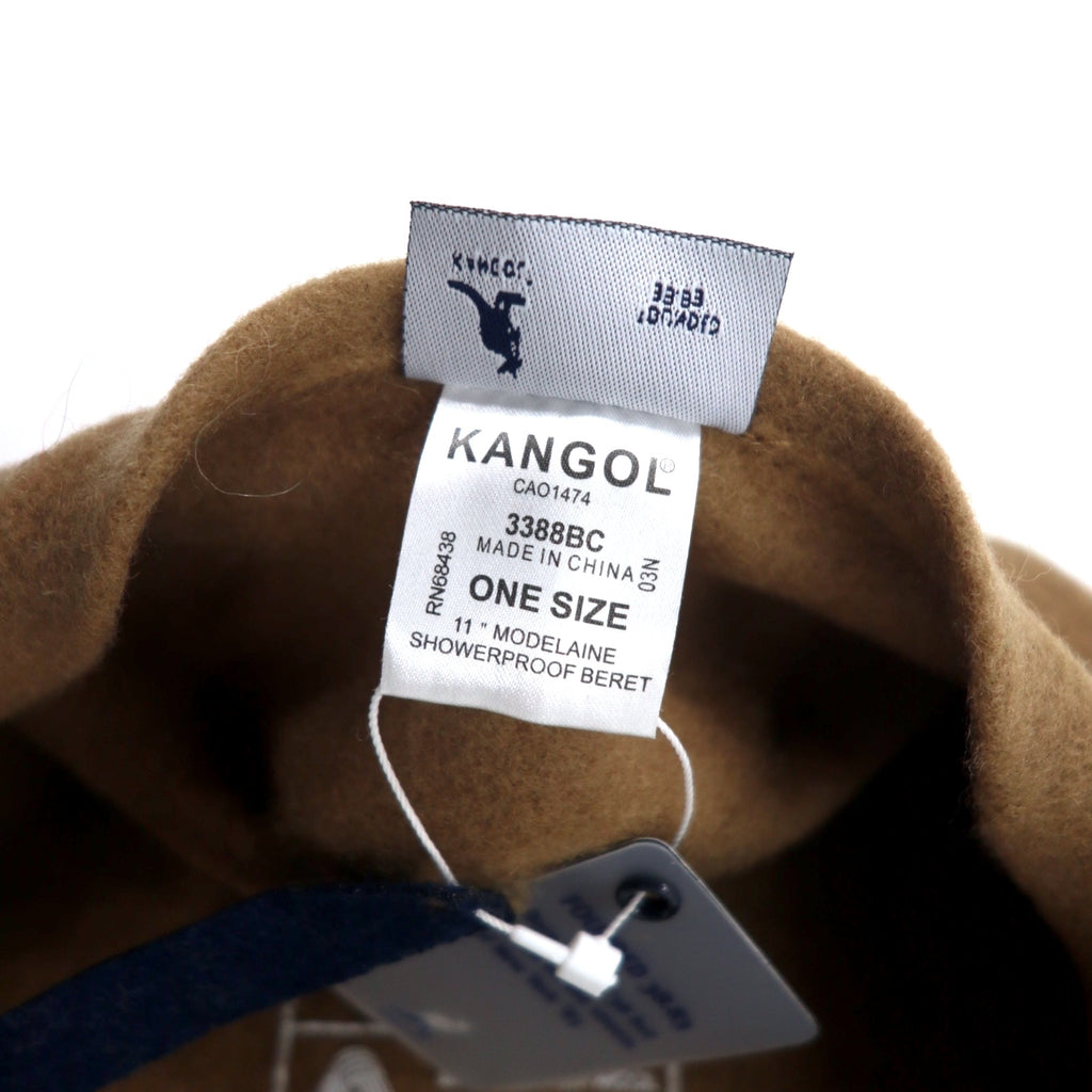 KANGOL beret ONE beige wool logo embroidery MODFLAINE unused item