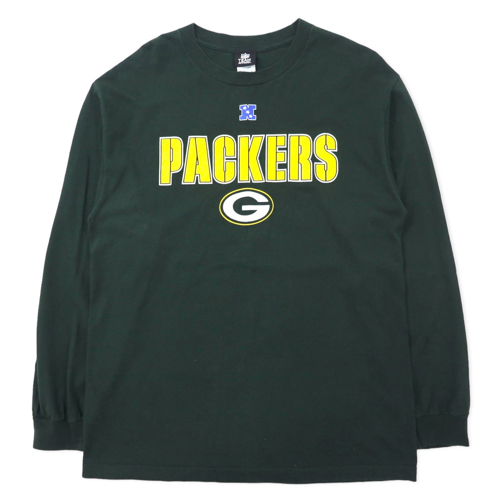日本然リトテ-古着オンライン-NFL TEAM APPAREL パッカーズ プリント ロングスリーブ Tシャツ ロンT L グリーン コットン PACKERS メキシコ製-NFL TEAM APPAREL Packers Print Long Sleeve T-Shirt Long T L Green Cotton PACKERS Mexico Made
