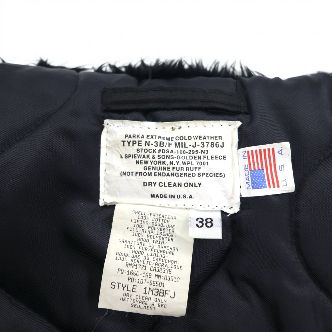 Golden Fleece by SPIEWAK USA Made 90s N-3B Flight Jacket M Gray Quilted Liner 1N3BFJ