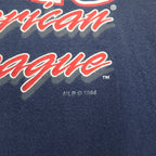 JOSTENS SPORTSWEAR 90s USA Made MLB INDIANS Print T-Shirt XL Navy Single Stitch