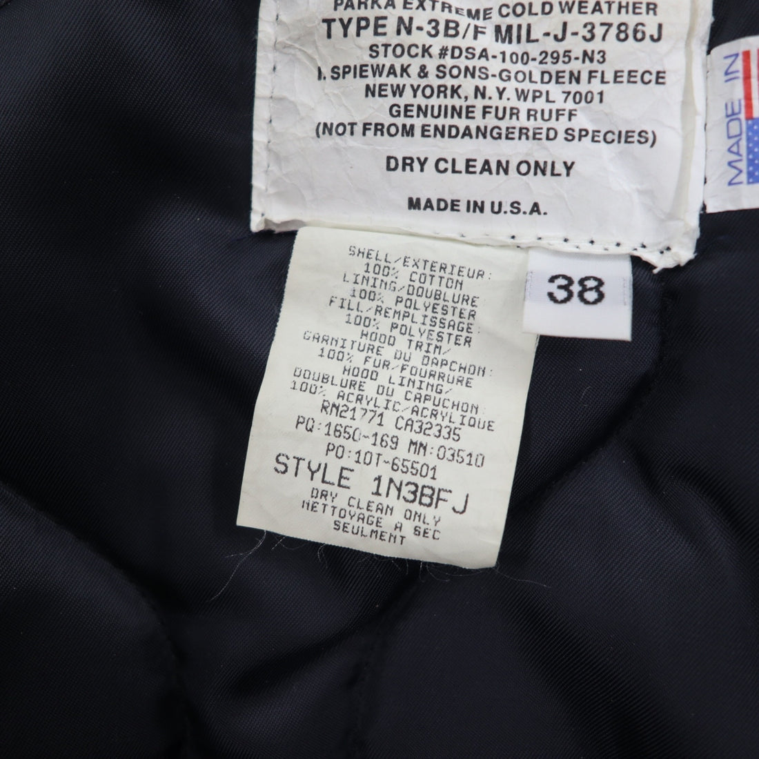 Golden Fleece by SPIEWAK USA Made 90s N-3B Flight Jacket M Gray Quilted Liner 1N3BFJ