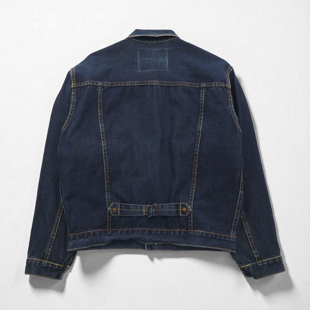 EVISU 2ndタイプ デニム トラッカージャケット Gジャン M 濃紺 インディゴ 赤 カモメ ペイント 東京 大阪 シンチバック セルヴィッヂ