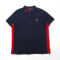 POLO RALPH LAUREN ポロシャツ XL ネイビー レッド コットン 鹿の子 ハーフジップ スナップボタン スモールポニー刺繍