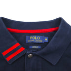 POLO RALPH LAUREN ポロシャツ XL ネイビー レッド コットン 鹿の子 ハーフジップ スナップボタン スモールポニー刺繍