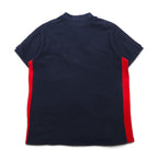 POLO RALPH LAUREN ポロシャツ XL ネイビー レッド コットン 鹿の子 ハーフジップ スナップボタン スモールポニー刺繍