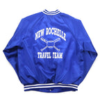 Cardinal 90s USA Made Varsity Jacket L Blue Nylon NEW ROCHELLE Baseball Back Print