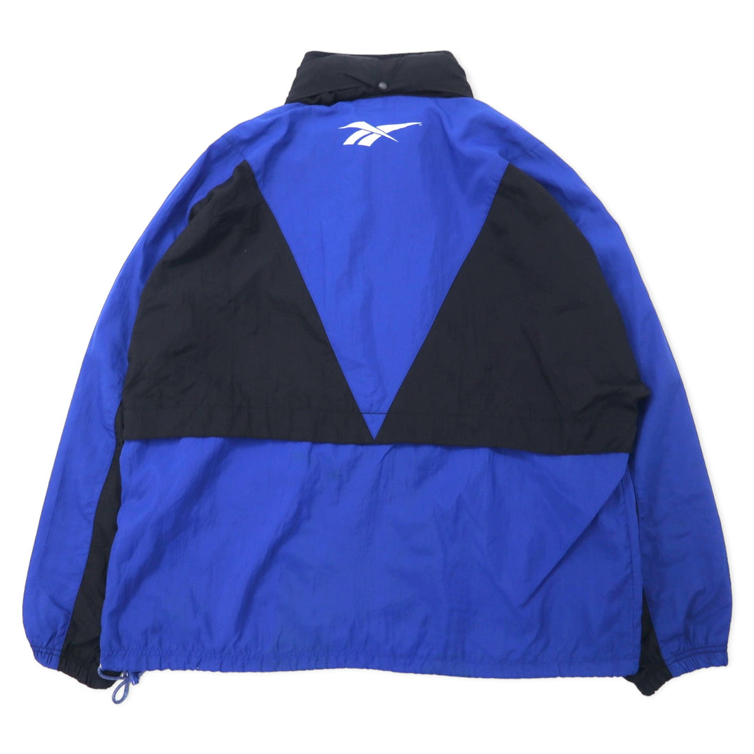 Reebok 90's Nylon Jacket XL Black Blue Vector Logo Hood Storage Type