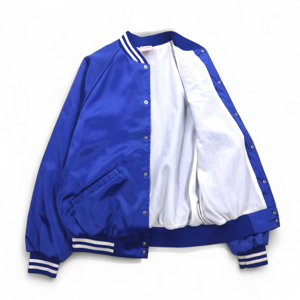 Cardinal 90s USA Made Varsity Jacket L Blue Nylon NEW ROCHELLE Baseball Back Print