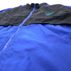 Reebok 90's Nylon Jacket XL Black Blue Vector Logo Hood Storage Type