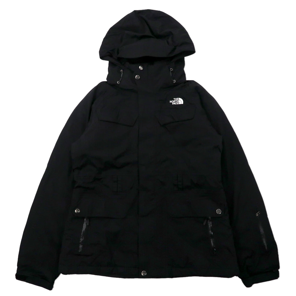 日本然リトテ-古着オンライン-THE NORTH FACE マウンテンパーカー M ブラック ナイロン 550 HYVENT 防水 ハイネック フード着脱式-THE NORTH FACE Mountain HOODIE M Black Nylon 550 HYVENT Waterproof High Neck Hoodie Detachable