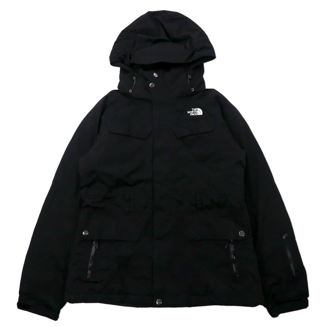 日本然リトテ-古着オンライン-THE NORTH FACE マウンテンパーカー M ブラック ナイロン 550 HYVENT 防水 ハイネック フード着脱式-THE NORTH FACE Mountain HOODIE M Black Nylon 550 HYVENT Waterproof High Neck Hoodie Detachable