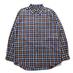 PENDLETON Wool Check Button-Down Shirt, L, Blue, Brown, Made in Mexico