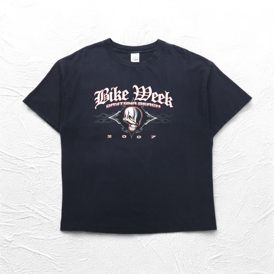 DELTA 00s KNIT IN USA Skull Print PRO WEIGHT T-shirt XL Black Double-sided Print Bike Week