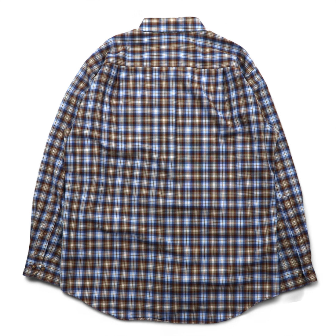PENDLETON Wool Check Button-Down Shirt, L, Blue, Brown, Made in Mexico
