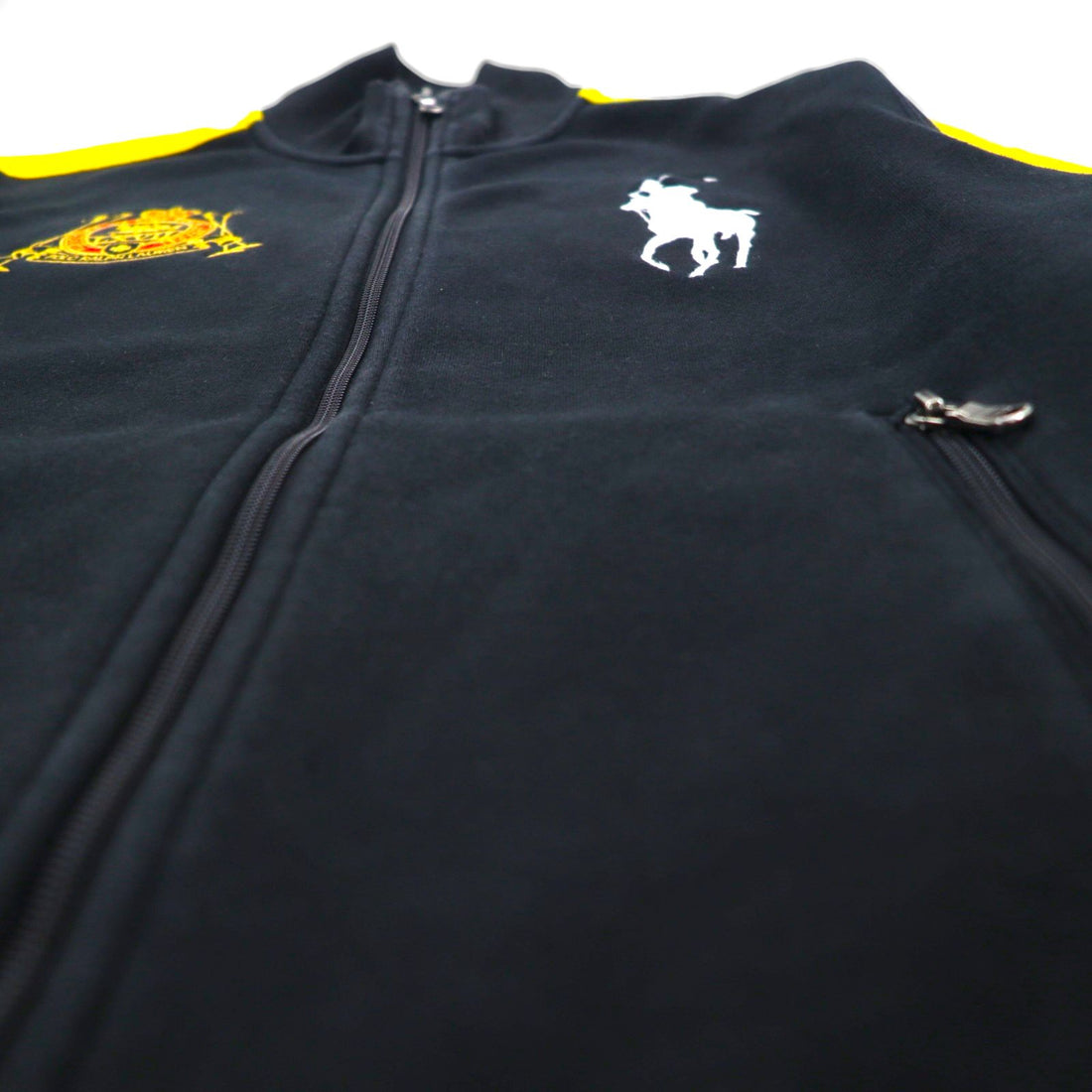 Polo Ralph Lauren 90s Big Pony Embroidered Reverse Weave Track Jacket, Size M, Black
