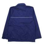 adidas Track Jacket Shell Parka Jersey L Navy Polyester Water Repellent Mesh Liner 3 Stripes