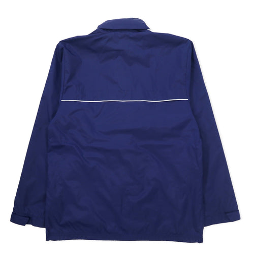 adidas Track Jacket Shell Parka Jersey L Navy Polyester Water Repellent Mesh Liner 3 Stripes