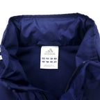 adidas Track Jacket Shell Parka Jersey L Navy Polyester Water Repellent Mesh Liner 3 Stripes