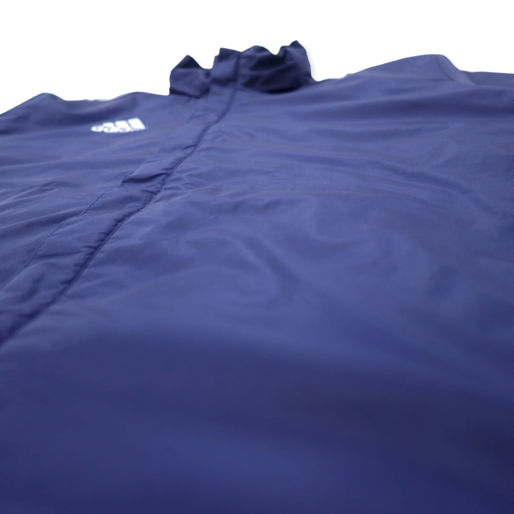 adidas Track Jacket Shell Parka Jersey L Navy Polyester Water Repellent Mesh Liner 3 Stripes