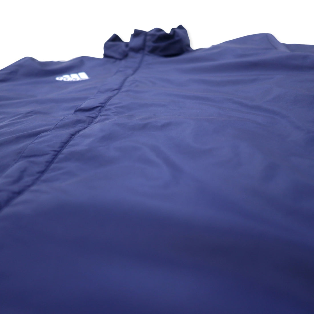 adidas Track Jacket Shell Parka Jersey L Navy Polyester Water Repellent Mesh Liner 3 Stripes