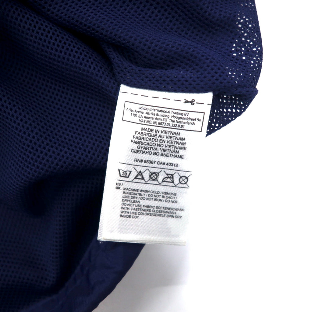 adidas Track Jacket Shell Parka Jersey L Navy Polyester Water Repellent Mesh Liner 3 Stripes