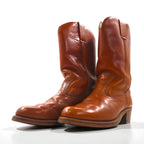 90s USA Vintage Western Boots ウエスタンブーツ ペコスブーツ 26cm レザー ローパー カービングステッチ 701160 USA製 90年代