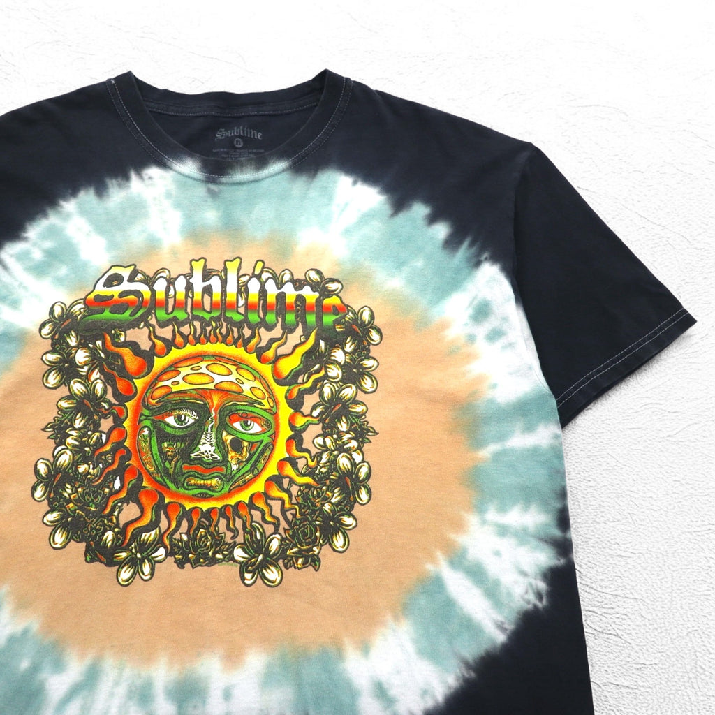 Sublime 00s Band T-Shirt, Band Tee, XL, Black, Cotton, Tie-dye, Sun, Made in Mexico