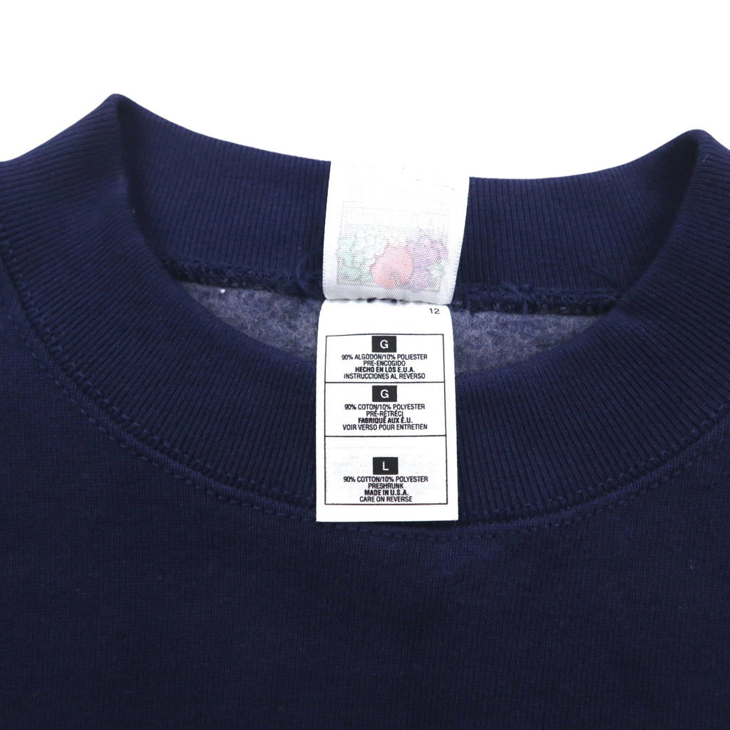 FRUIT OF THE LOOM 90年代 USA製 SUPER COTTON スウェット L ネイビー 裏起毛 SKYJACK ワンポイント刺繍