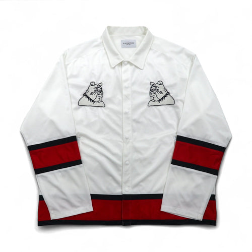 BLACKWEIRDOS Polyester Shirt Jacket Jersey Free White Patch Snap Button