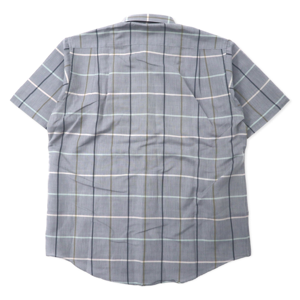 Burberrys Window Pen Check Short Sleeve Dress Shirt L Gray Linen Cotton Made in Japan